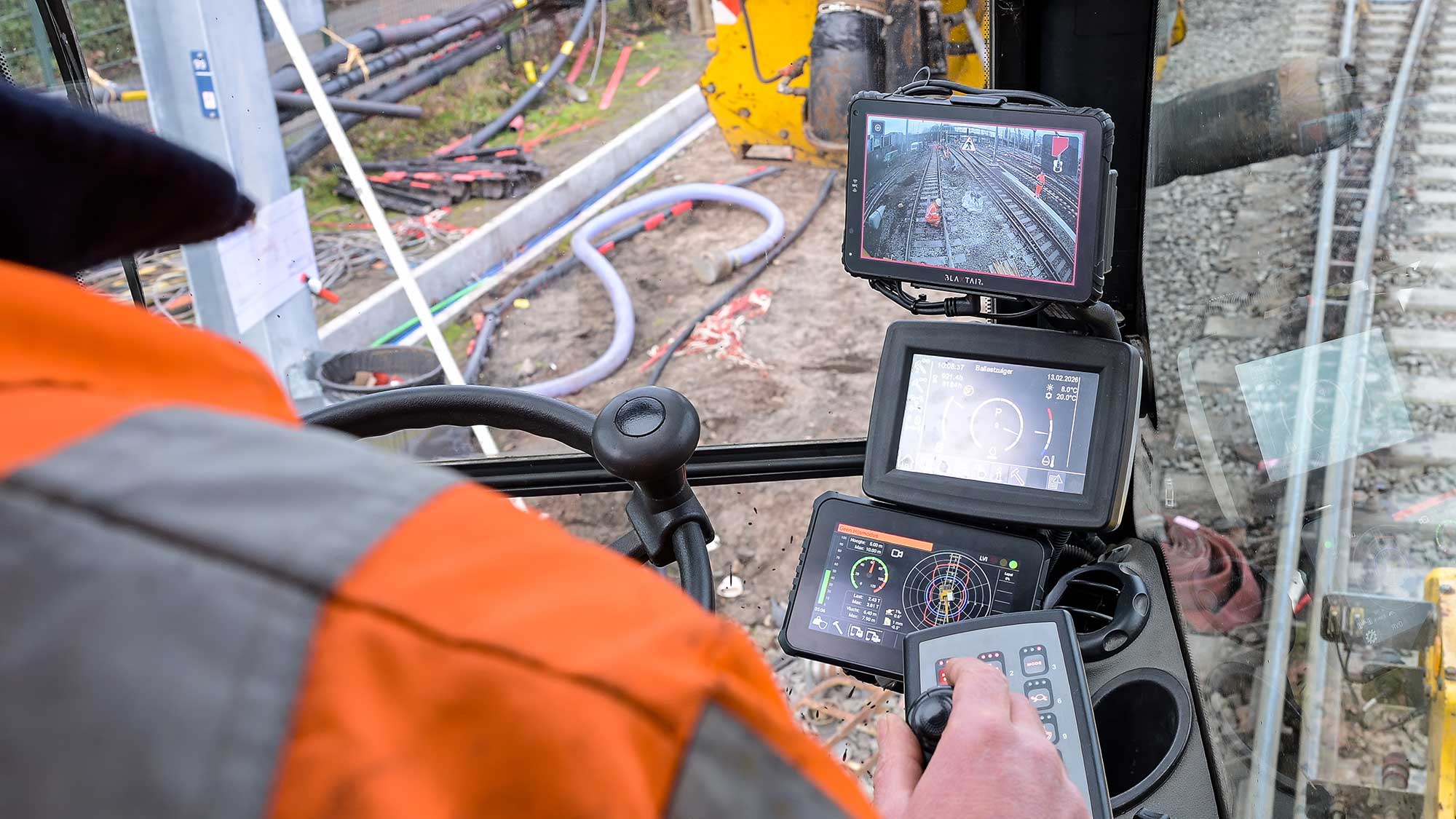 Railics hi-rail inspection trailer on track